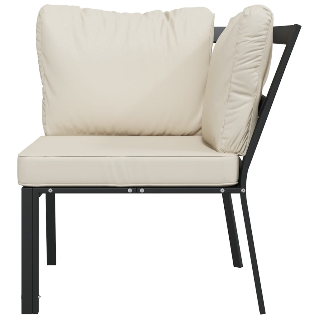vidaXL Tuinstoel met zandkleurige kussens 76x76x79 cm staal - Aashly