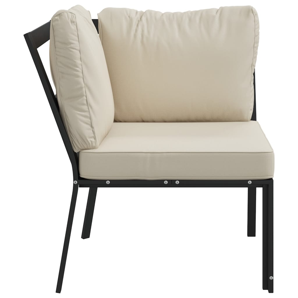 vidaXL Tuinstoel met zandkleurige kussens 76x76x79 cm staal - Aashly