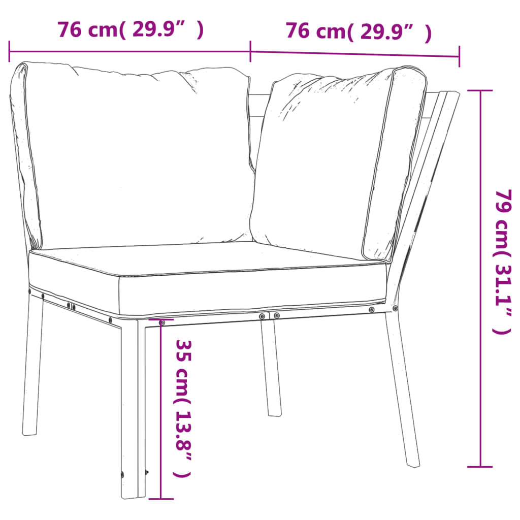 vidaXL Tuinstoel met zandkleurige kussens 76x76x79 cm staal - Aashly
