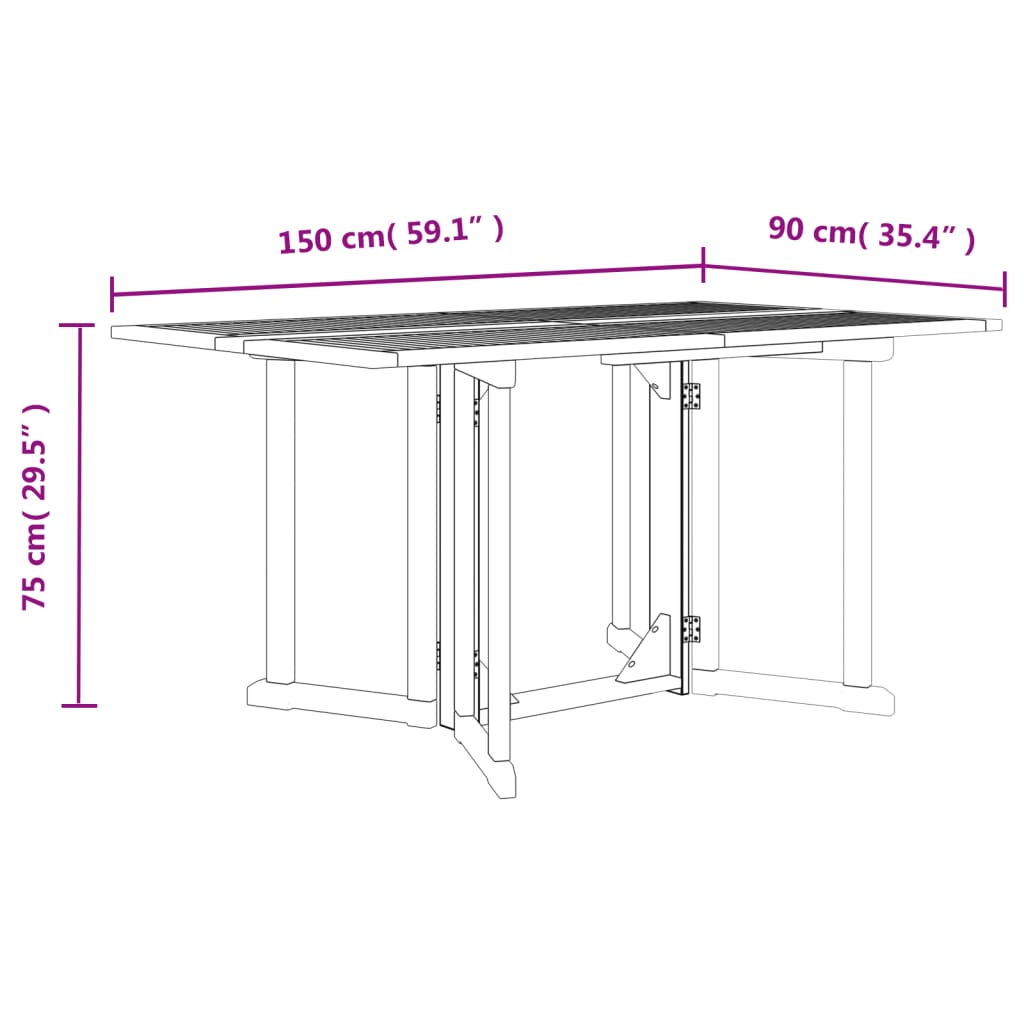 vidaXL Tuintafel inklapbaar 150x90x75 cm massief teakhout - Aashly
