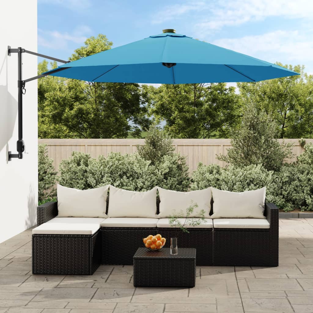 vidaXL Wall-Mounted Parasol 290 cm Seabreeze Blue