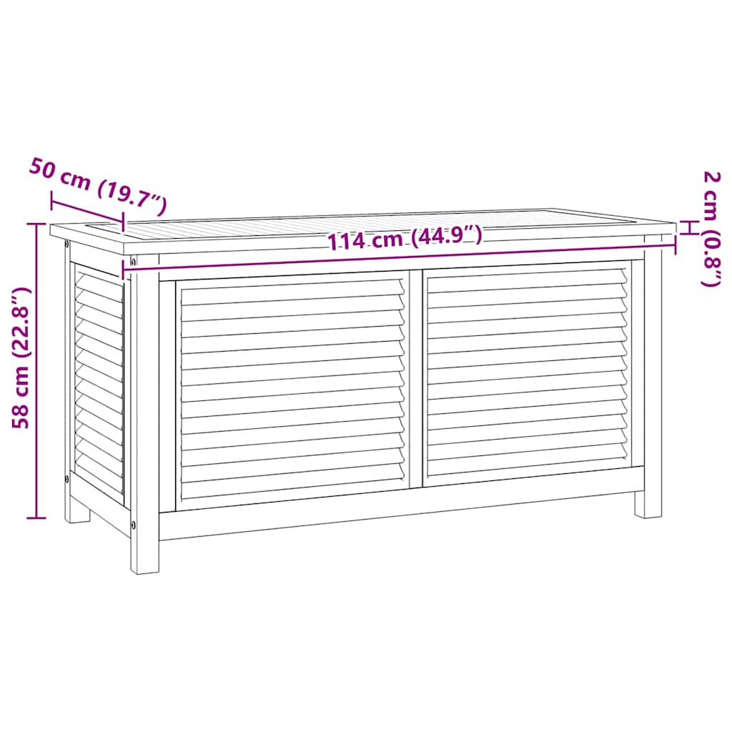 vidaXL Tuinbox met zak 114x50x58 cm massief teakhout - Aashly