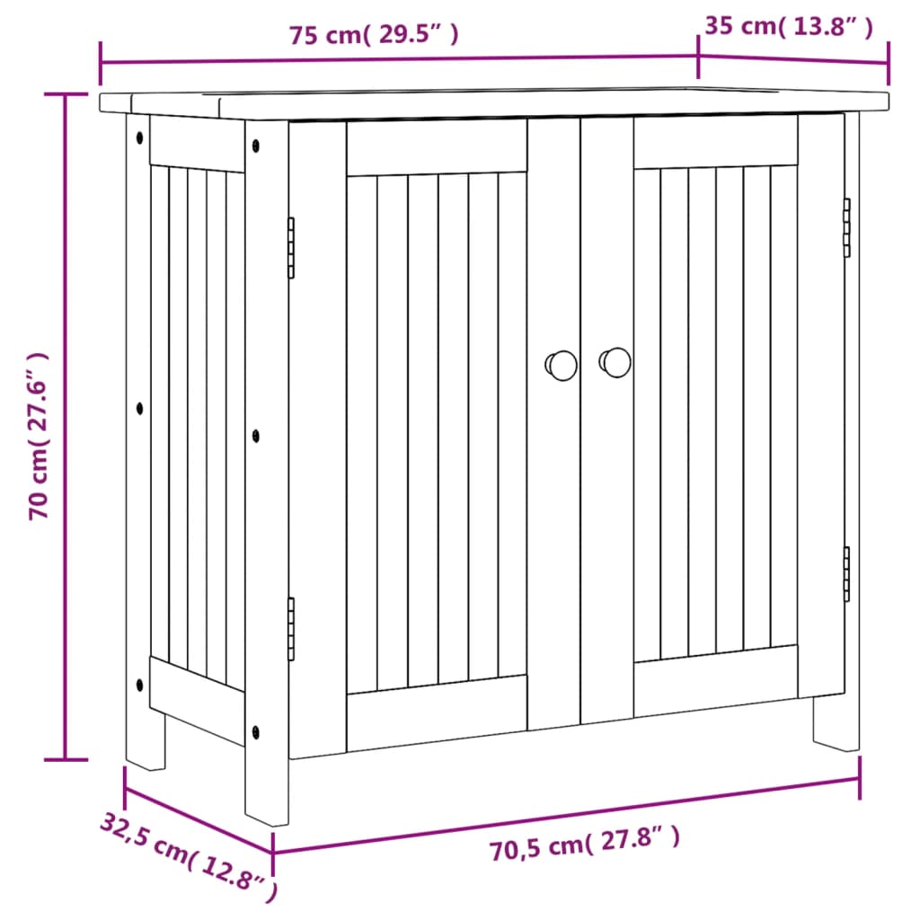 vidaXL Tuinkast 75x33x107 cm massief acaciahout