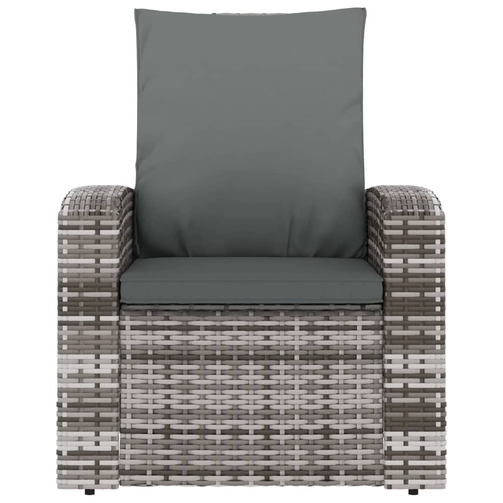 vidaXL Tuinstoel verstelbaar met kussens poly rattan grijs - Aashly