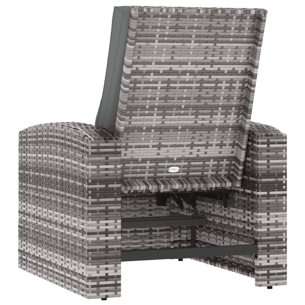 vidaXL Tuinstoel verstelbaar met kussens poly rattan grijs - Aashly