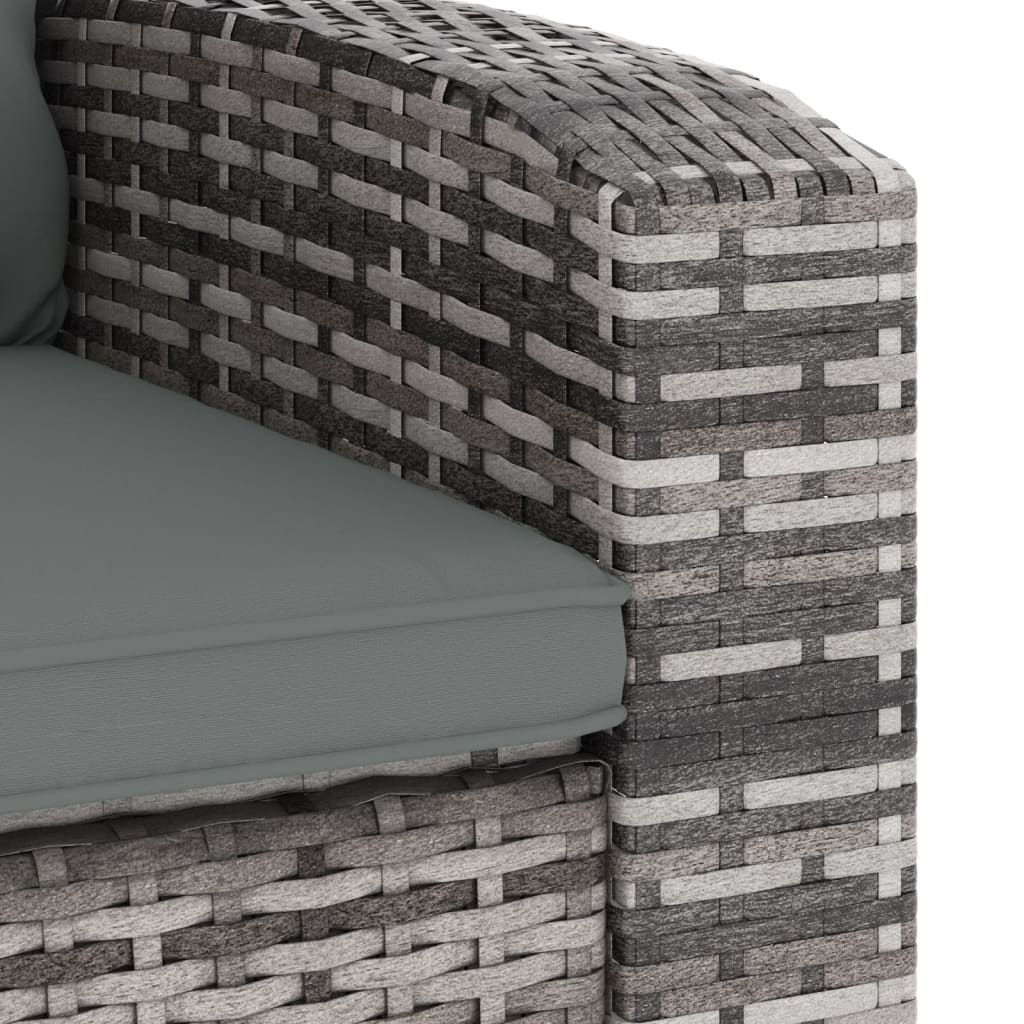 vidaXL Tuinstoel verstelbaar met kussens poly rattan grijs - Aashly