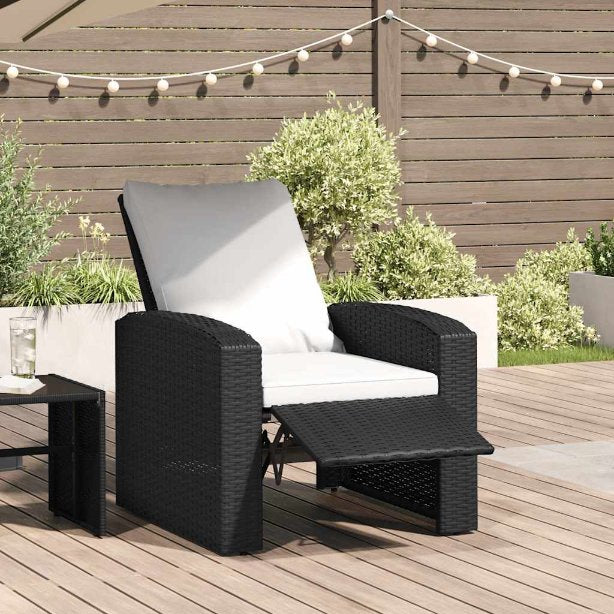 vidaXL Tuinstoel verstelbaar met kussens poly rattan grijs - Aashly
