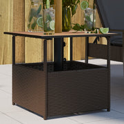 vidaXL Garden Table with Parasol Hole 55x55x46.5 cm Poly Rattan Black