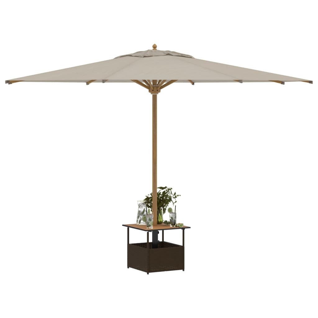 vidaXL Garden Table with Parasol Hole 55x55x46.5 cm Poly Rattan Black