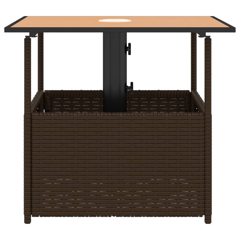 vidaXL Garden Table with Parasol Hole 55x55x46.5 cm Poly Rattan Black