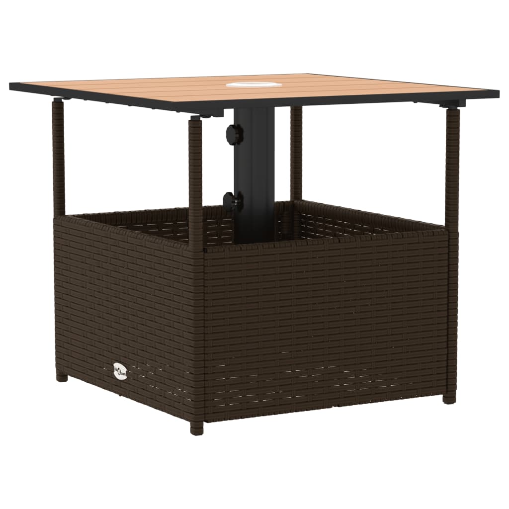 vidaXL Garden Table with Parasol Hole 55x55x46.5 cm Poly Rattan Black