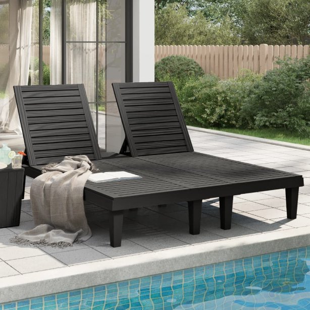 vidaXL Ligbed tweepersoons 155x138x83 cm polypropeen zwart - Aashly