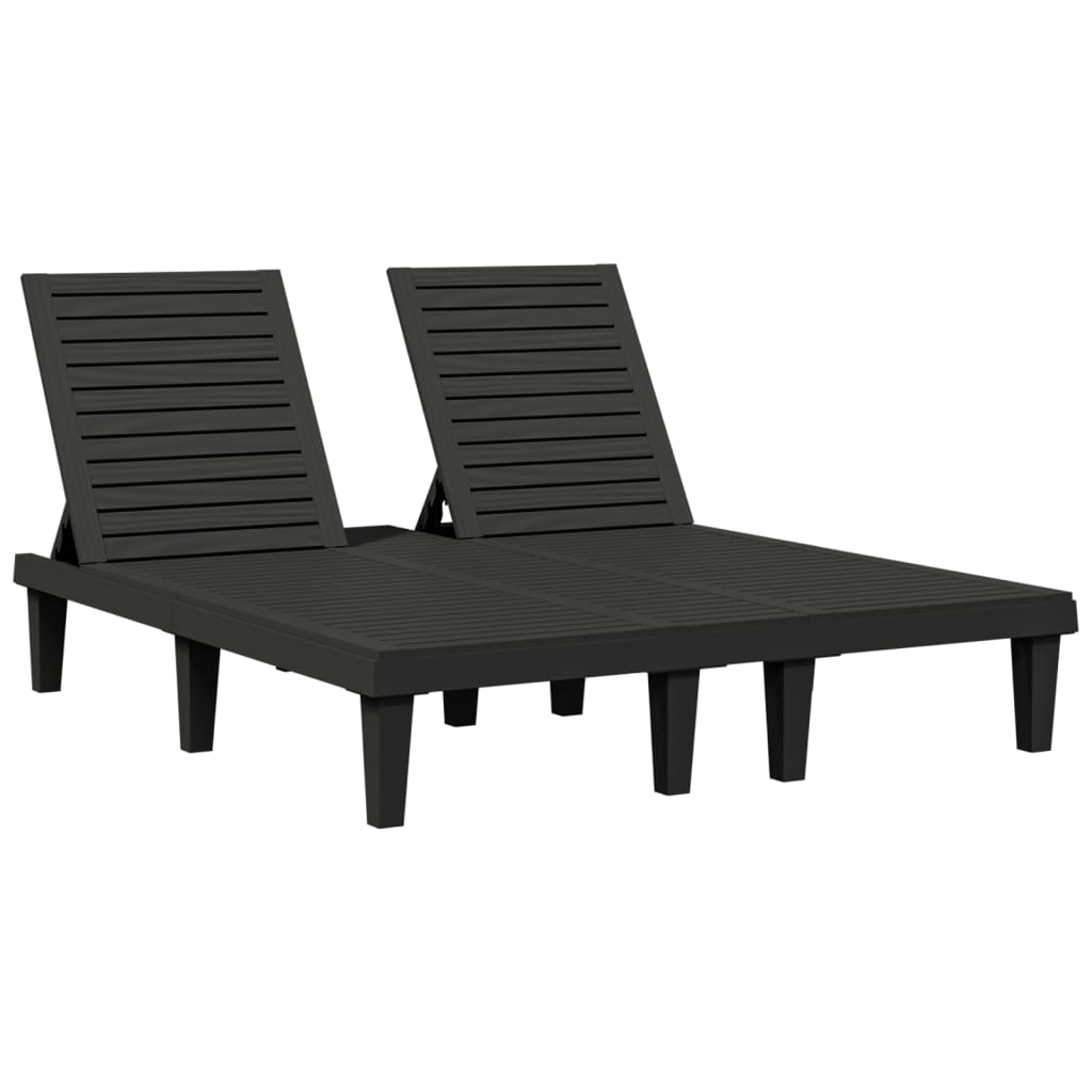 vidaXL Ligbed tweepersoons 155x138x83 cm polypropeen zwart - Aashly