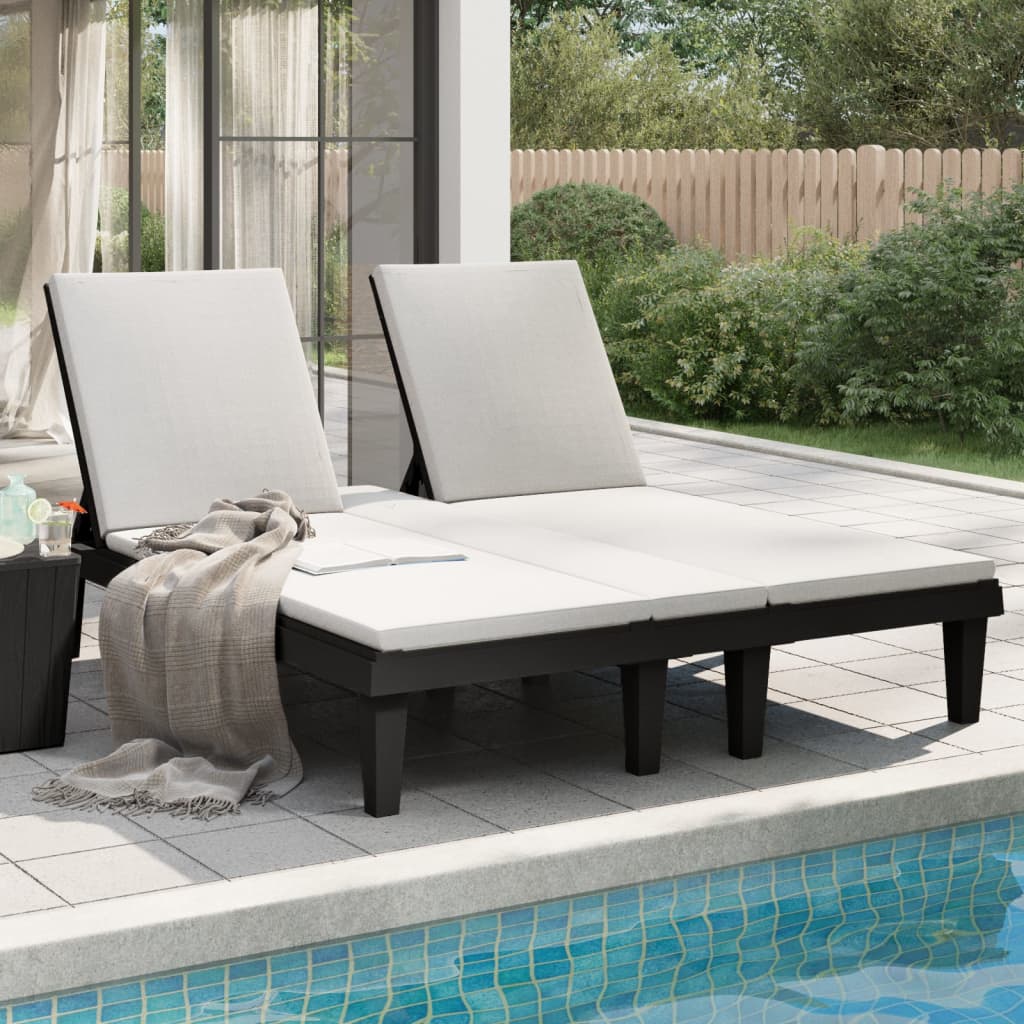 vidaXL Ligbed tweepersoons 155x138x83 cm polypropeen zwart - Aashly
