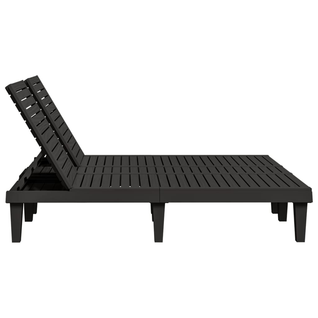 vidaXL Ligbed tweepersoons 155x138x83 cm polypropeen zwart - Aashly