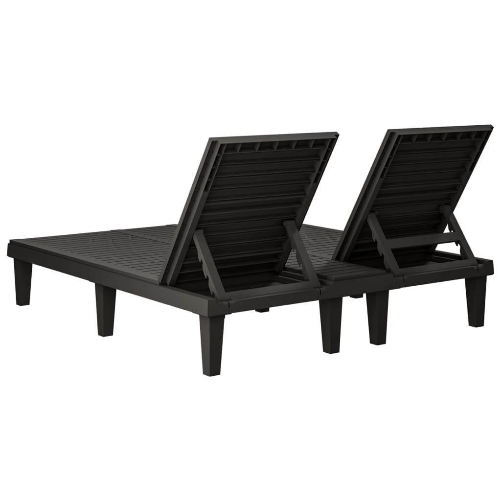 vidaXL Ligbed tweepersoons 155x138x83 cm polypropeen zwart - Aashly