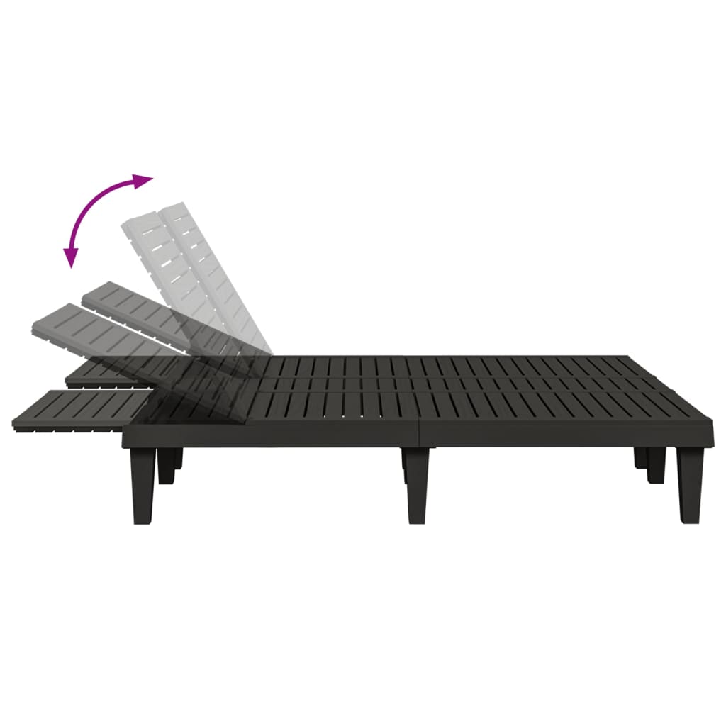 vidaXL Ligbed tweepersoons 155x138x83 cm polypropeen zwart - Aashly