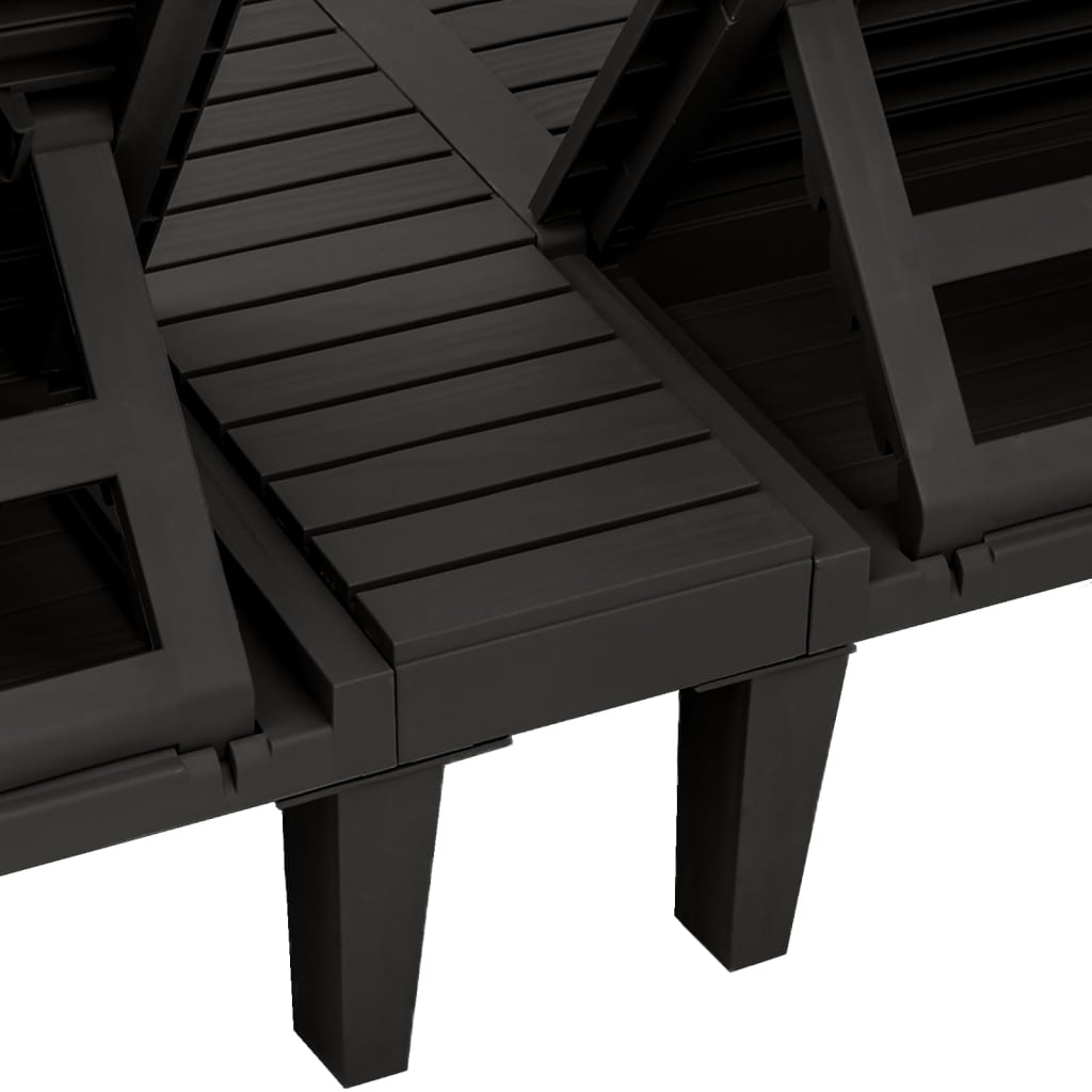 vidaXL Ligbed tweepersoons 155x138x83 cm polypropeen zwart - Aashly