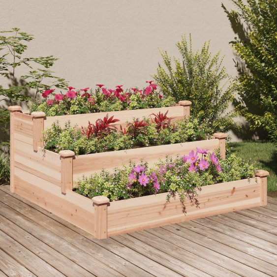 vidaXL Plantenbak verhoogd 120x120x56 cm massief vurenhout bruin - Aashly