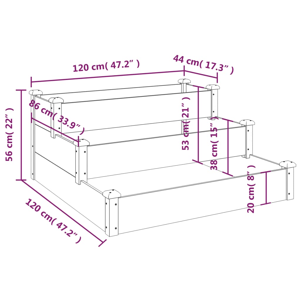 vidaXL Plantenbak verhoogd 120x120x56 cm massief vurenhout bruin - Aashly
