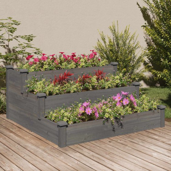 vidaXL Plantenbak verhoogd 120x120x56 cm massief vurenhout bruin - Aashly
