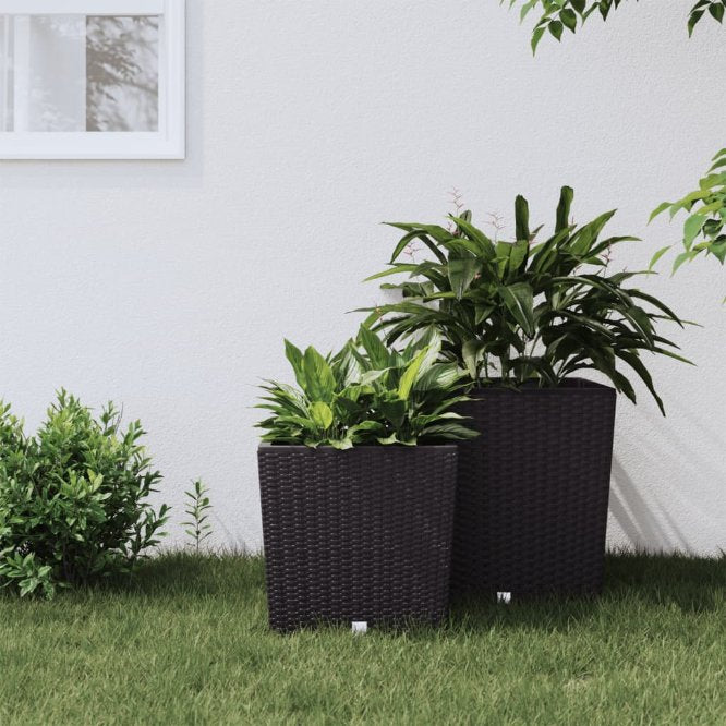 vidaXL Plantenbak met uitneembare bak rattan-look 37/64 L PP bruin