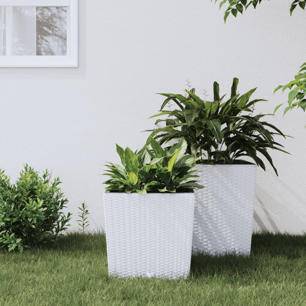 vidaXL Plantenbak met uitneembare bak rattan-look 37/64 L PP bruin