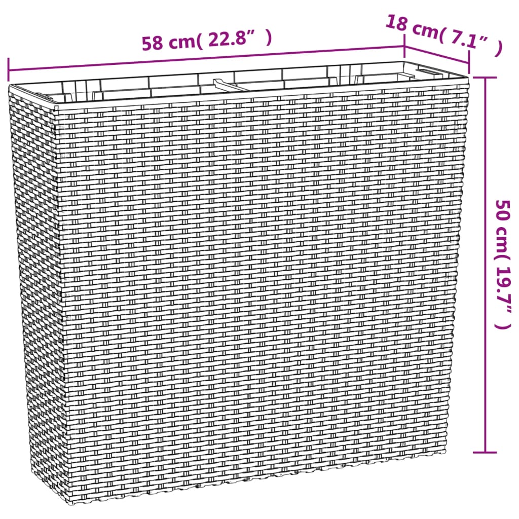 vidaXL Planter with Removable Rattan-Look Pot 12/44 L PP Anthracite