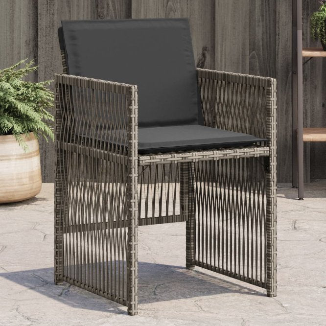 vidaXL Tuinstoelen 4 st met kussens poly rattan grijs - Aashly