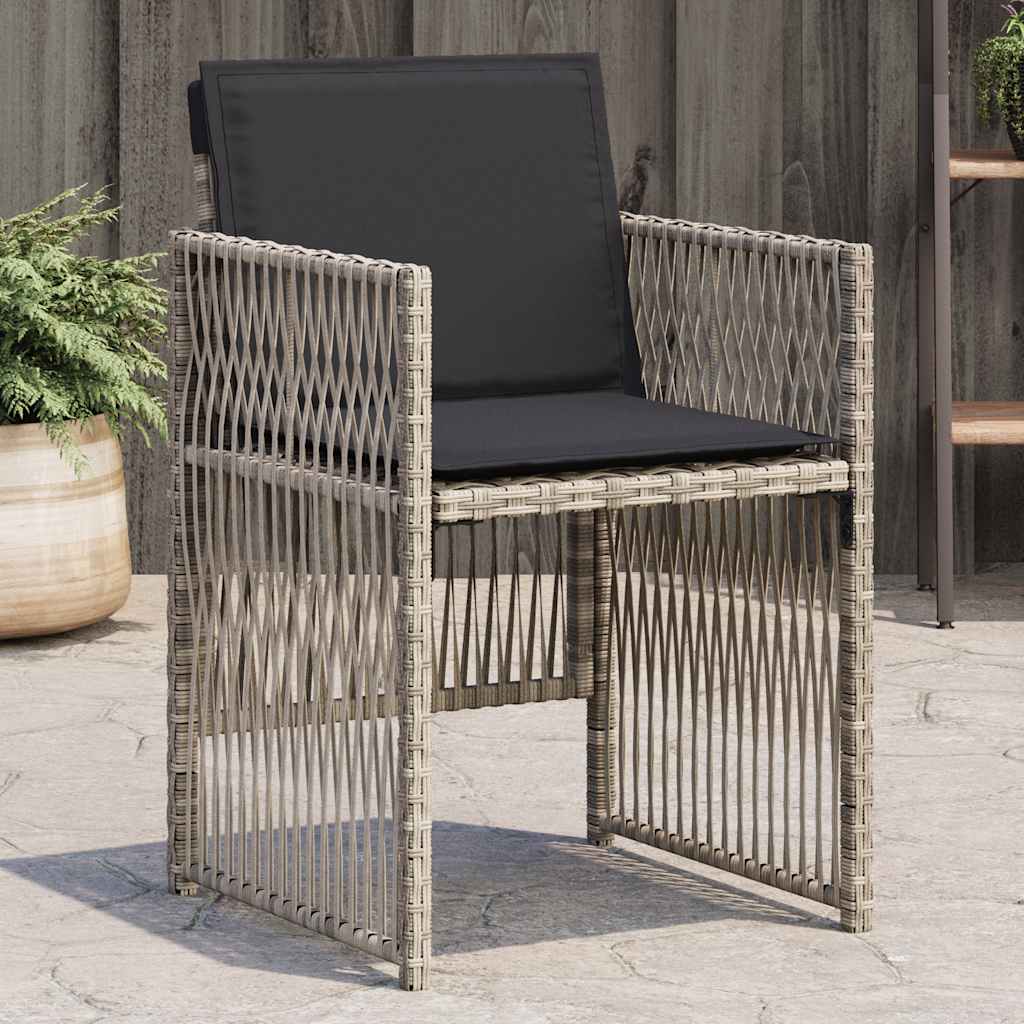 vidaXL Tuinstoelen 4 st met kussens poly rattan grijs - Aashly