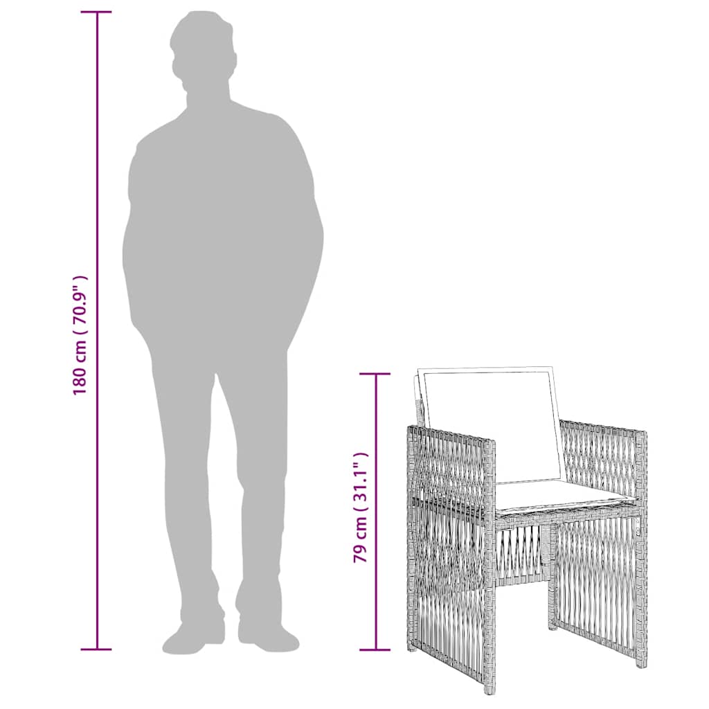 vidaXL Tuinstoelen 4 st met kussens poly rattan grijs - Aashly