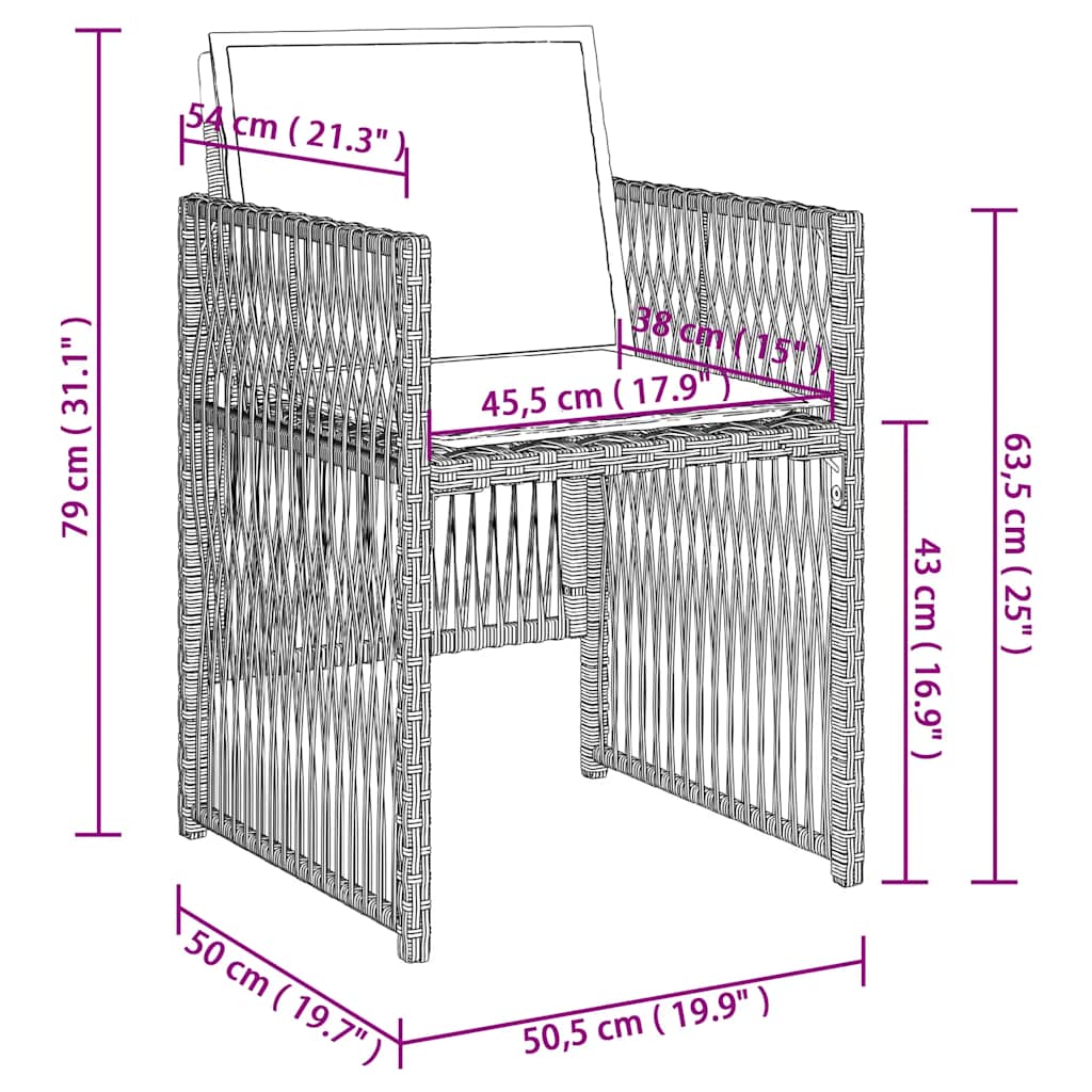 vidaXL Tuinstoelen 4 st met kussens poly rattan grijs - Aashly