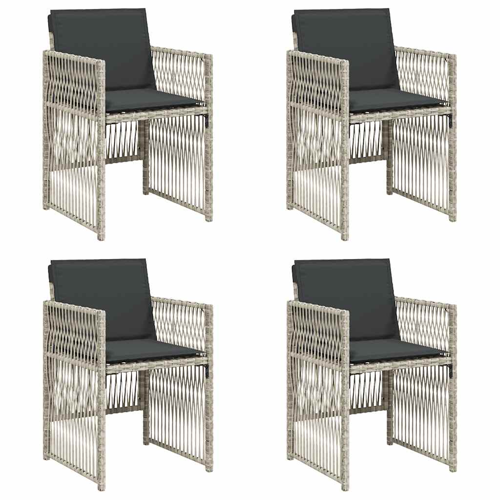 vidaXL Tuinstoelen 4 st met kussens poly rattan grijs - Aashly