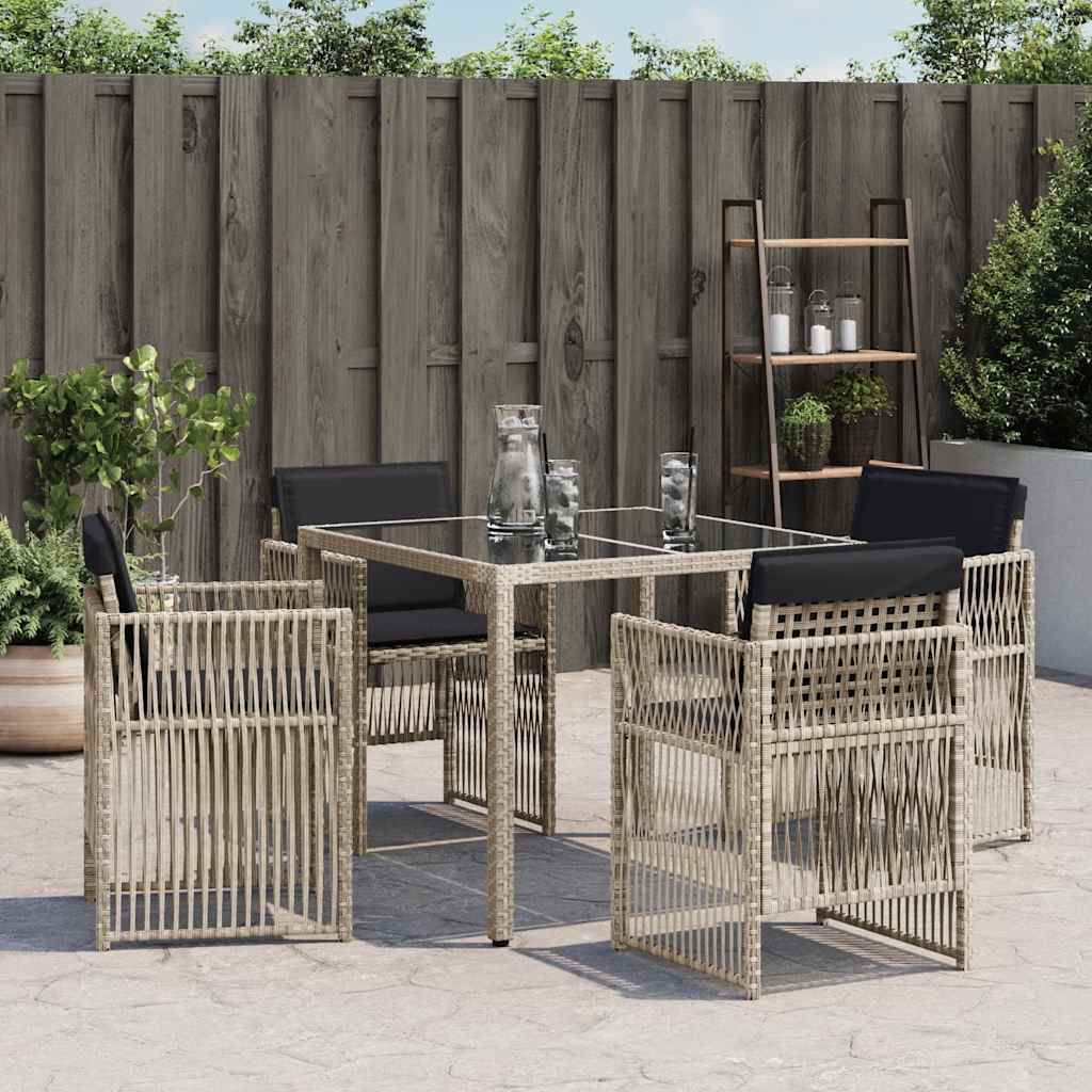 vidaXL Tuinstoelen 4 st met kussens poly rattan grijs - Aashly