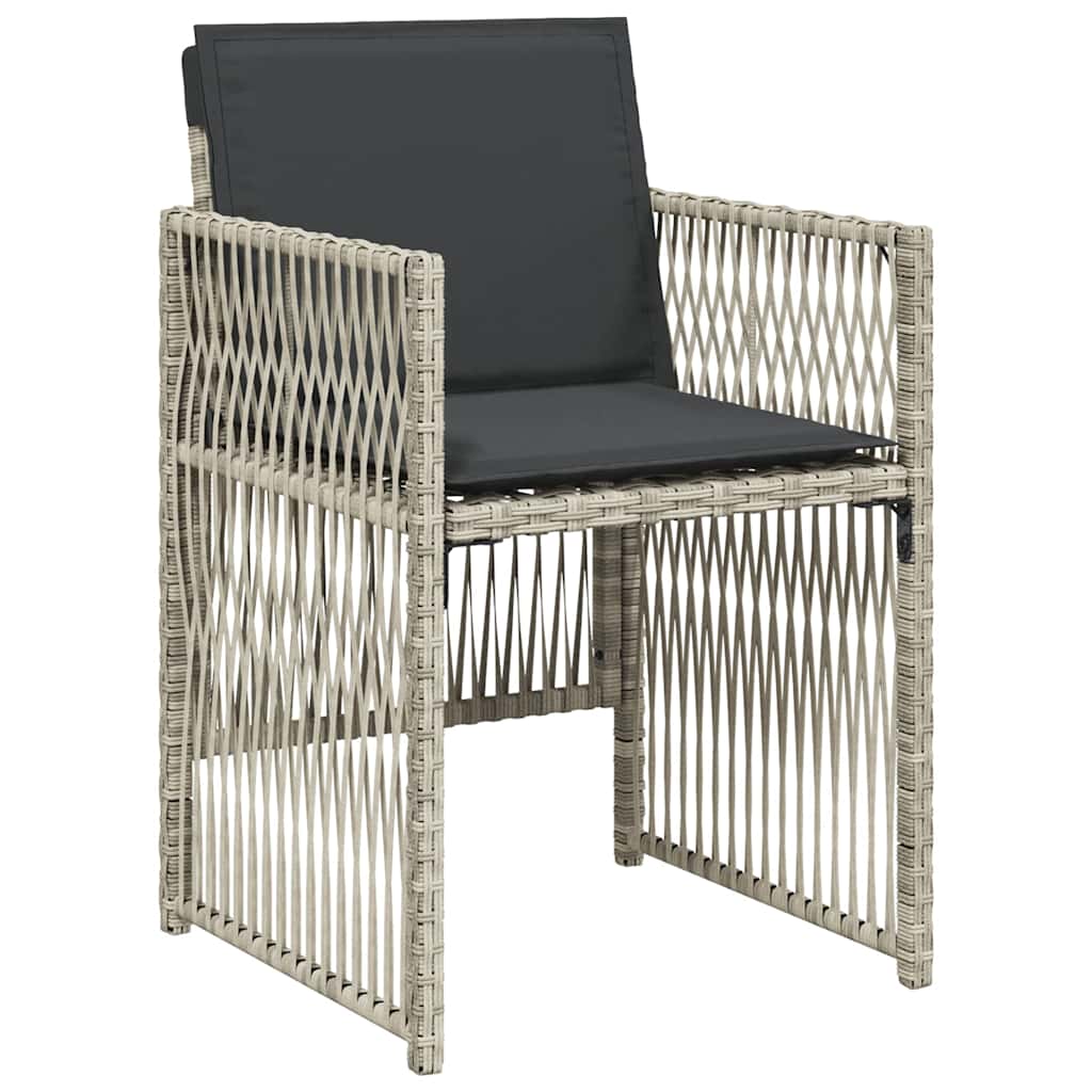 vidaXL Tuinstoelen 4 st met kussens poly rattan grijs - Aashly