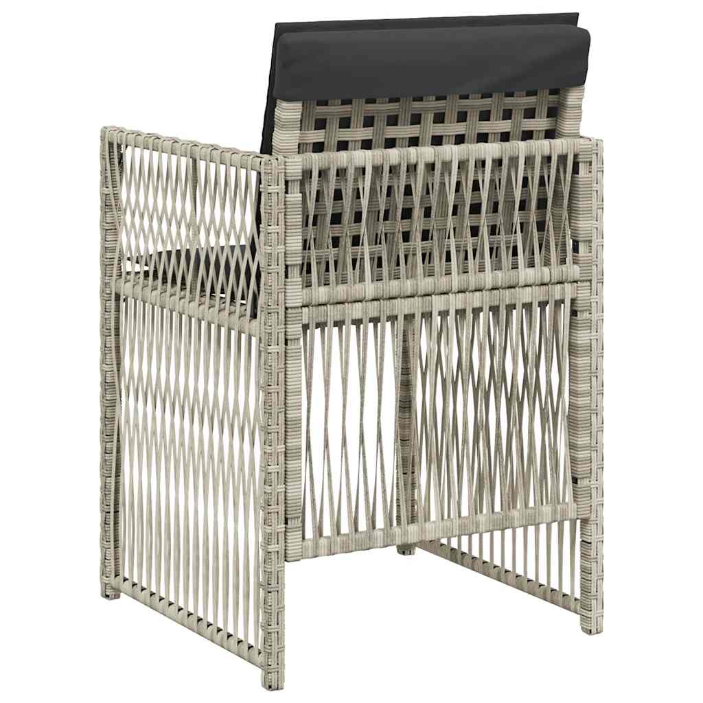 vidaXL Tuinstoelen 4 st met kussens poly rattan grijs - Aashly
