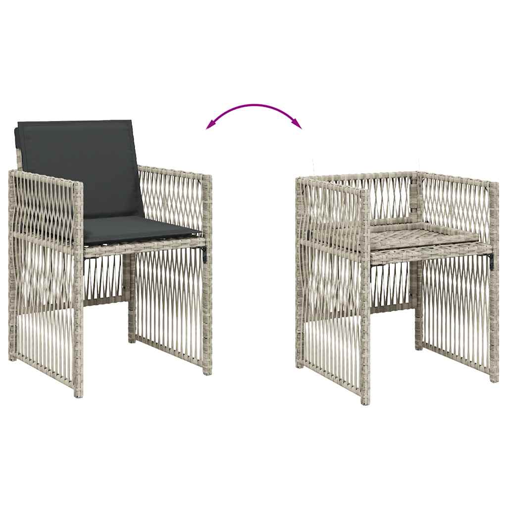 vidaXL Tuinstoelen 4 st met kussens poly rattan grijs - Aashly