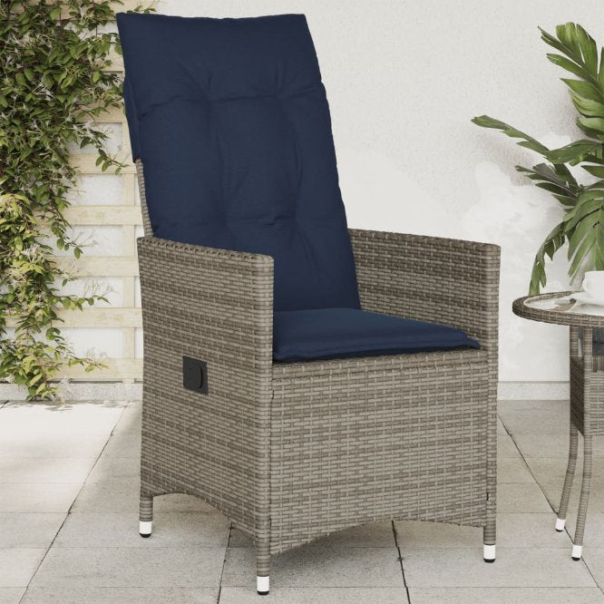 vidaXL Tuinstoelen 2 st verstelbaar met kussens poly rattan grijs - Aashly