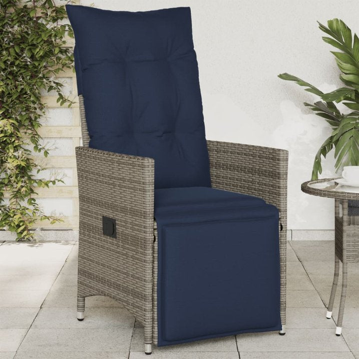 vidaXL Tuinstoelen 2 st verstelbaar met kussens poly rattan grijs - Aashly