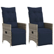 vidaXL Tuinstoelen 2 st verstelbaar met kussens poly rattan grijs - Aashly