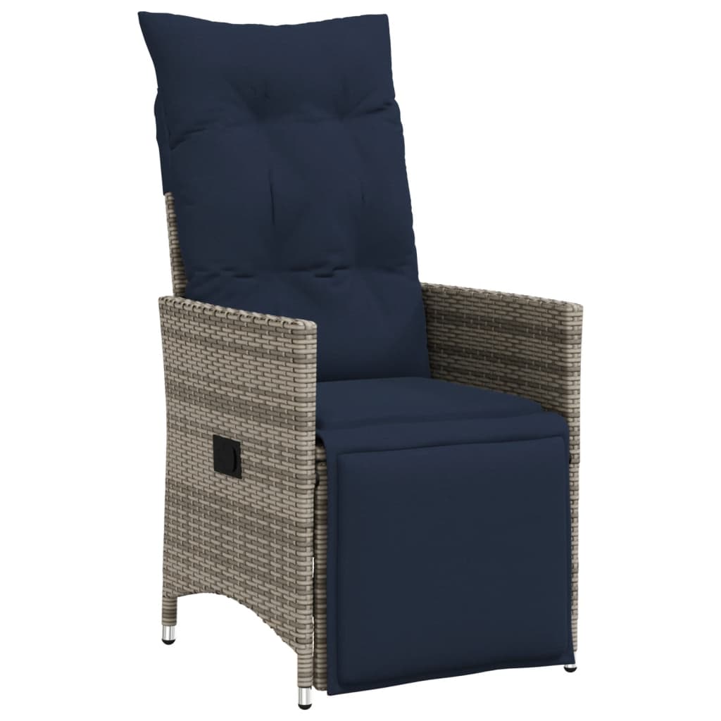 vidaXL Tuinstoelen 2 st verstelbaar met kussens poly rattan grijs - Aashly