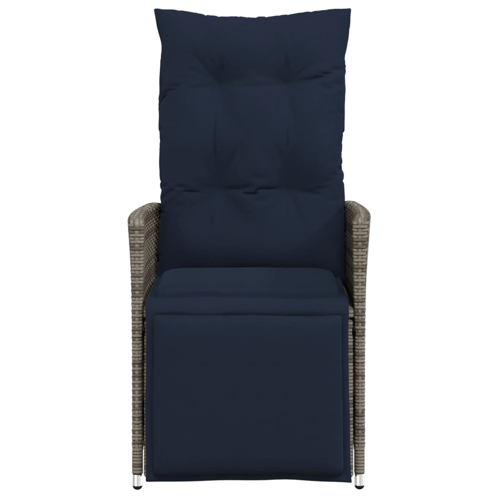vidaXL Tuinstoelen 2 st verstelbaar met kussens poly rattan grijs - Aashly