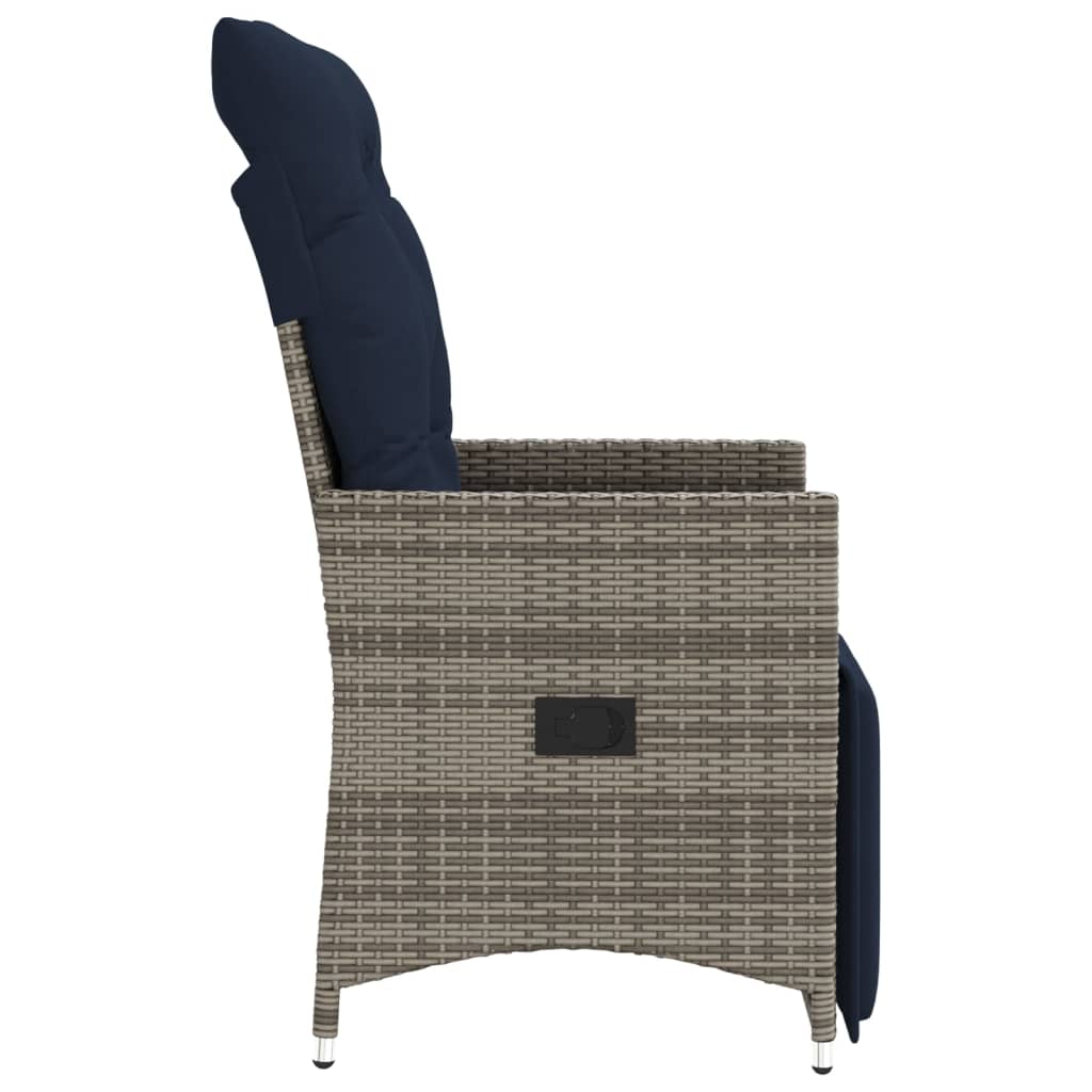 vidaXL Tuinstoelen 2 st verstelbaar met kussens poly rattan grijs - Aashly