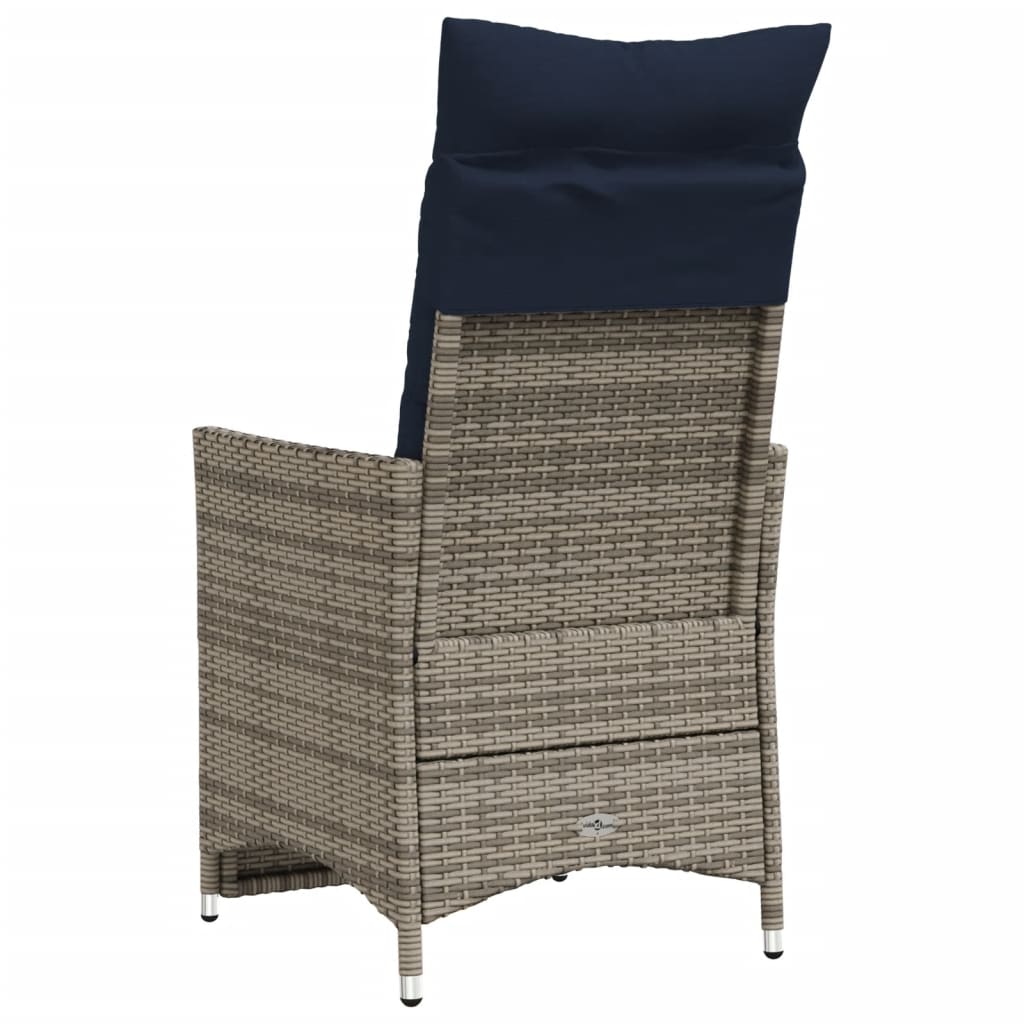 vidaXL Tuinstoelen 2 st verstelbaar met kussens poly rattan grijs - Aashly