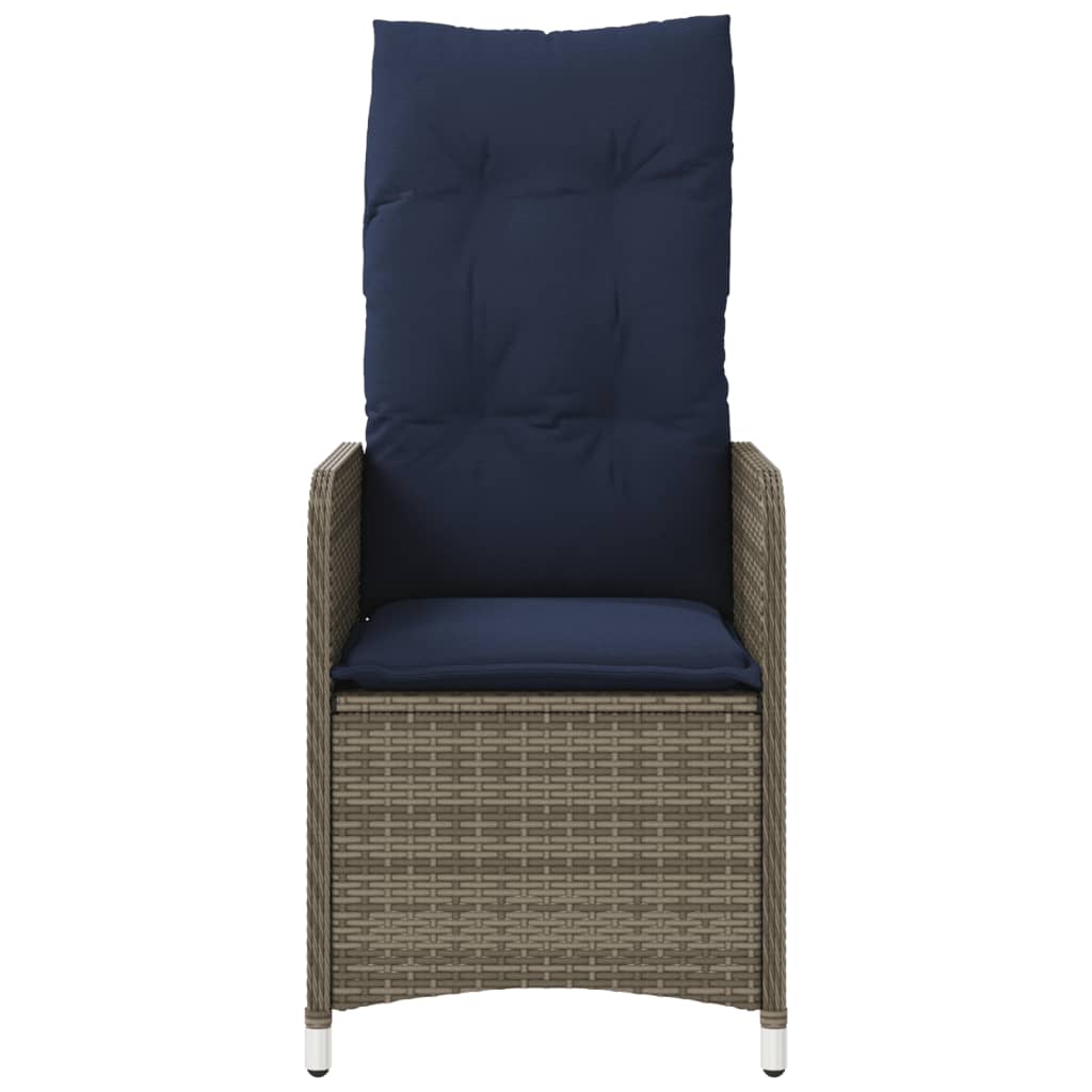 vidaXL Tuinstoelen 2 st verstelbaar met kussens poly rattan grijs