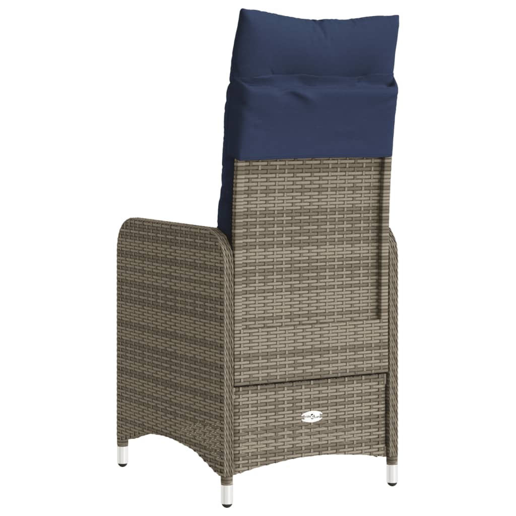 vidaXL Tuinstoelen 2 st verstelbaar met kussens poly rattan grijs