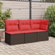 vidaXL Garden corner sofa with cushions poly rattan brown