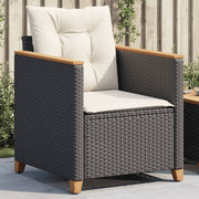 vidaXL Garden chair with cushions poly rattan black