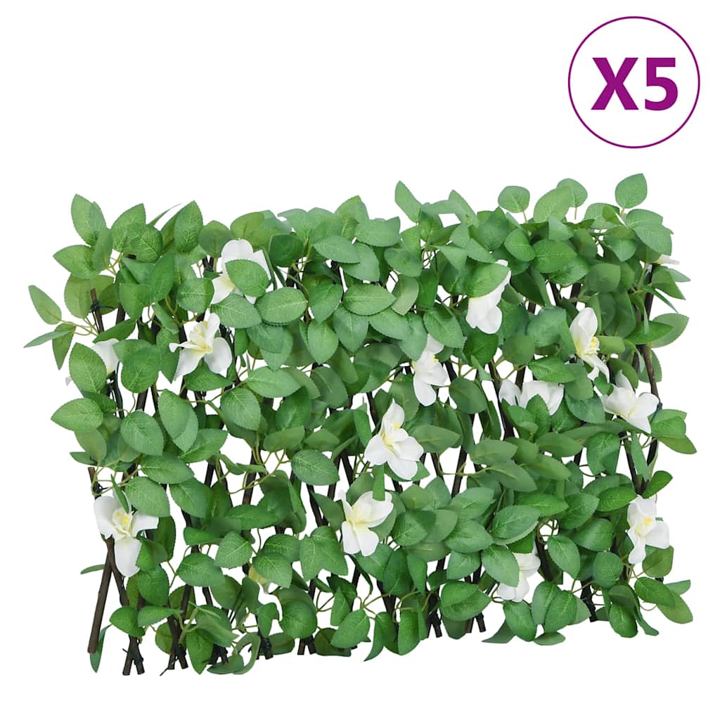 vidaXL Kunstplant klimop op latwerk 5 st uittrekbaar 186x30 cm groen