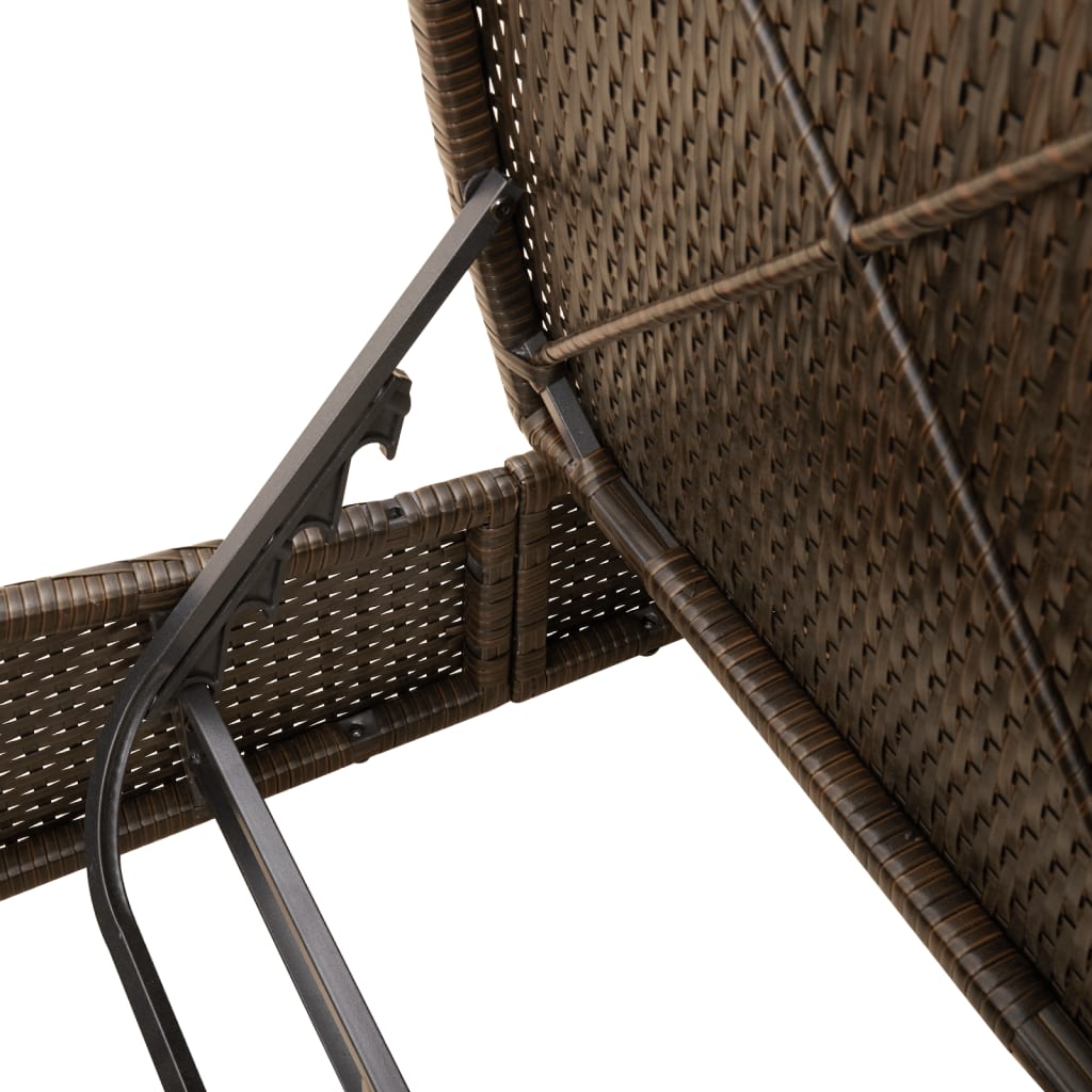 vidaXL Ligbed 2-persoons met kussens poly rattan bruin